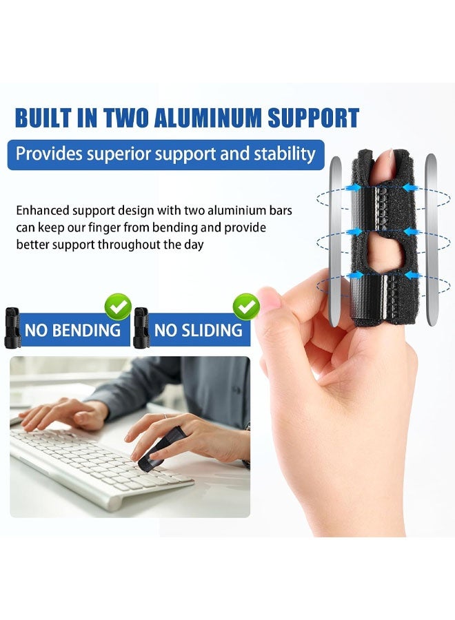 2 قطعة جبيرة إصبع - جبيرة إصبع مُحسّنة مدمجة في 2 شريط ألومنيوم لدعم جبائر الأصابع لشلل الإصبع المكسور وتخفيف آلام التهاب المفاصل - Image 4